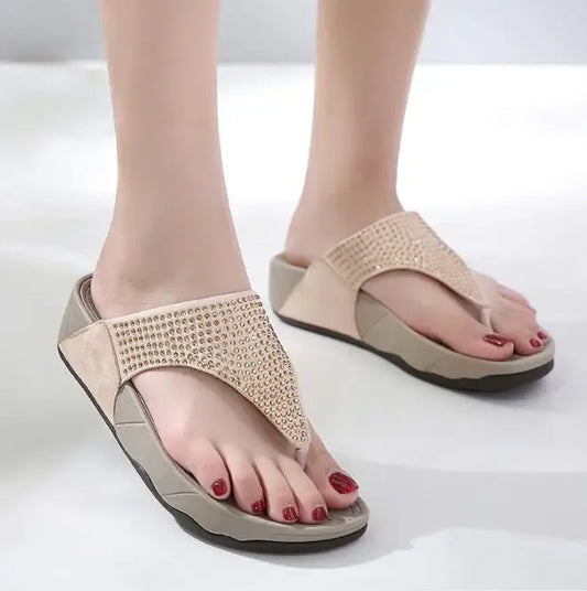 Dam Flip Flops Svart Storlek 38 Gummi med Rhinestone Detaljer-1